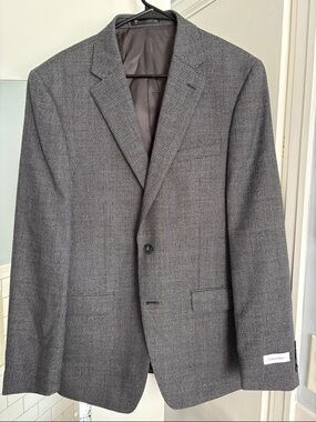Calvin Klein Men's Gray Micro-Check Sport Coat
